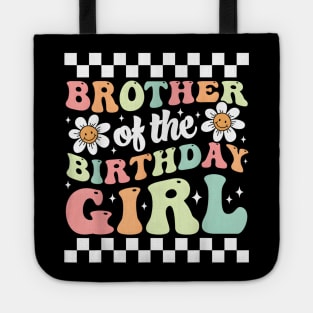 Brother of The Birthday Girl Family Groovy Birthday Party T-Shirt Tote