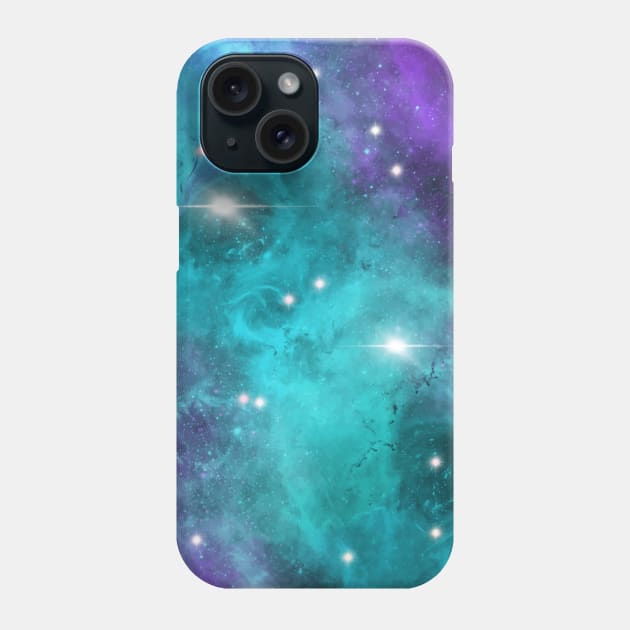 Purple Turquoise Star Nebula Space Galaxy Universe Phone Case by jodotodesign