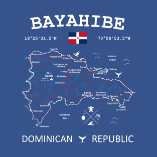 Bayahibe Dominican Republic Flag Travel Map Coordinates GPS T-Shirt