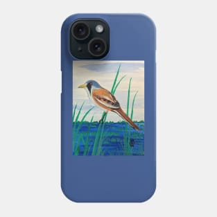 Bearded reedling in the wetlands Phone Case