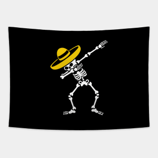 Dab Dabbing skeleton Sombrero Mexico Día de los Muertos Mexican Tapestry