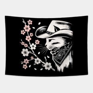 Kawaii Japanese Funny Cat Cowboy Cowgirl Meow Howdy Meowdy Tapestry