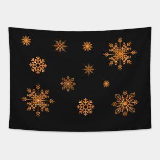 Bright Orange Faux Glitter Snowflakes Tapestry