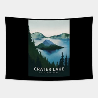 Crater Lake National Park Watercolor Travel Art Tapestry
