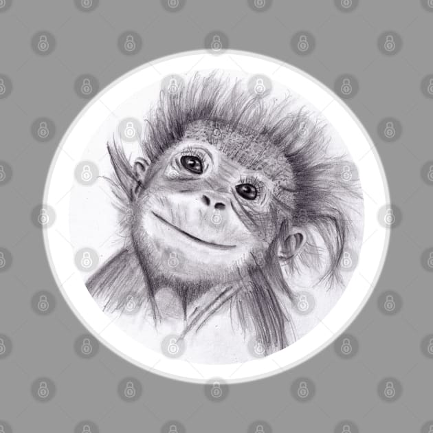 Baby Orangutan Drawing in Pencil by Blissful Drizzle