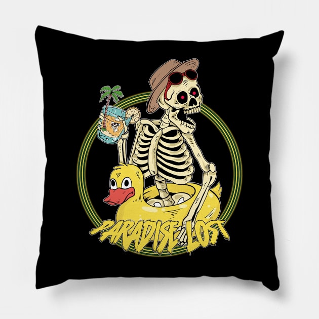 enjoying skull Pillow by Mechanism Apparel