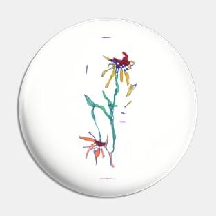 Flowers in an abstract Square Vase Pin