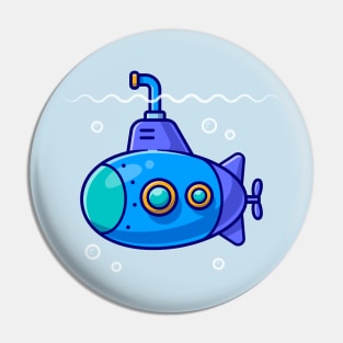 Submarine Cartoon Illustration Pin