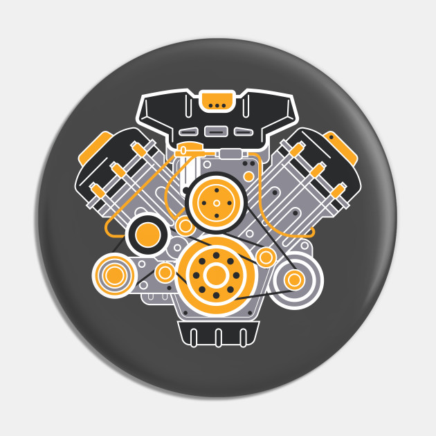 V8 Engine Diagram - V8 Engine - Pin | TeePublic