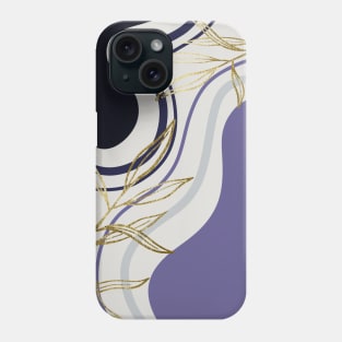 Abstract Shapes and Florals - Pastel Purple, Navy Blue, and Gold Phone Case