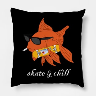 Skate & chill, gold fish Pillow