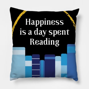 Happiness is a Day Spent Reading | Blue | Black Pillow