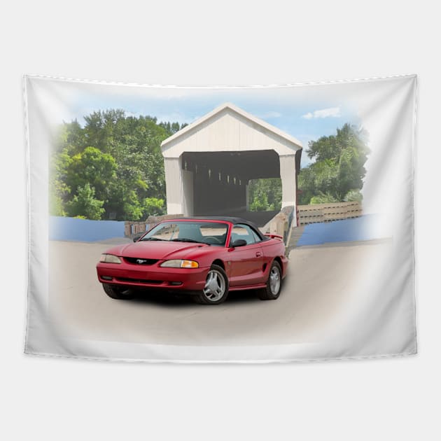 1994 Mustang GT in our covered bridge series Tapestry by Permages LLC