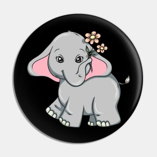 Elephant with Flower Pin