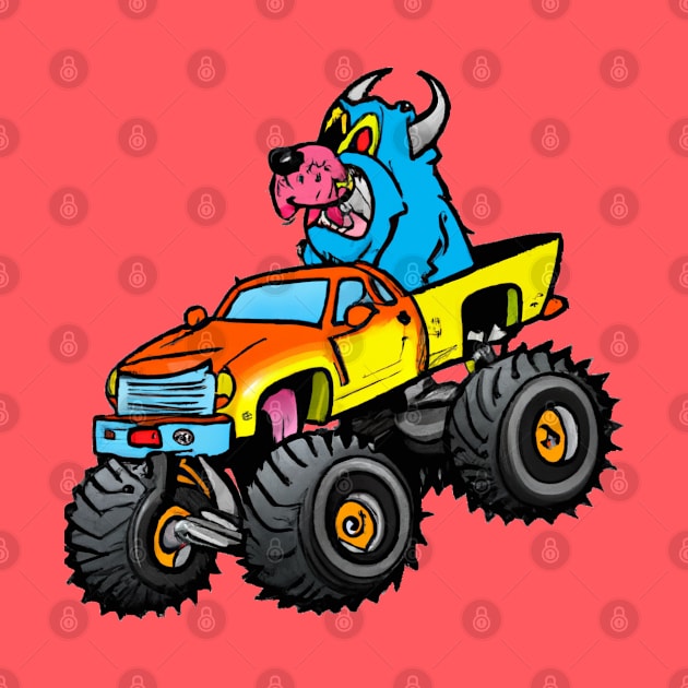 Dog with Horns on a Monster Truck by JoeHx