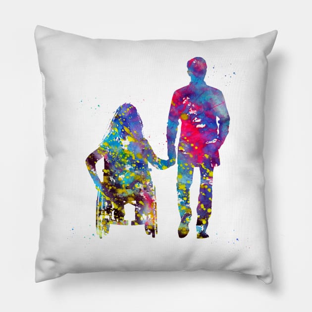 Handicapped woman and man Pillow by erzebeth