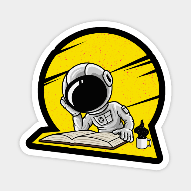 Cute Austronaut Reads Book In Space Magnet by Foxxy Merch