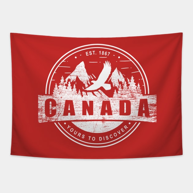 Canada Mountains Yours to Discover Outdoor Lovers Canadian Nature Love - wht Tapestry by QualiTshirt