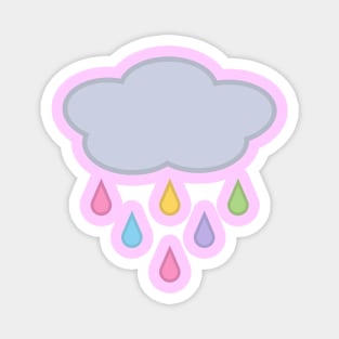 Raining Rainbow Raindrop Rain Cloud in Pink Magnet