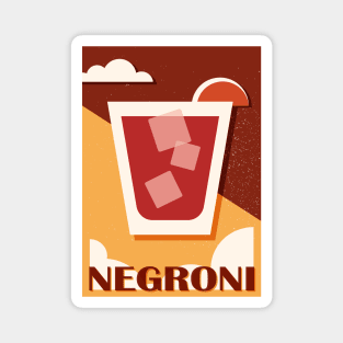 Negroni art print, Cocktail, Retro 70s, Aesthetic art, Alcohol poster, Exhibition print, Mid century Magnet