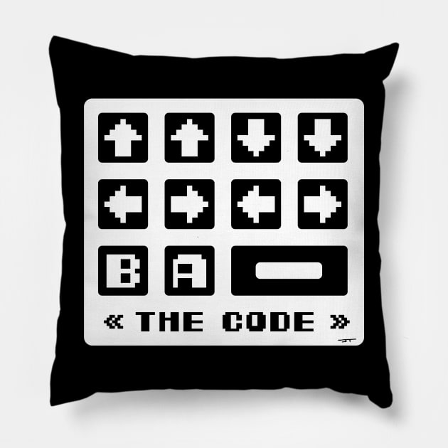 contra code (white/black) Pillow by bald artist designs