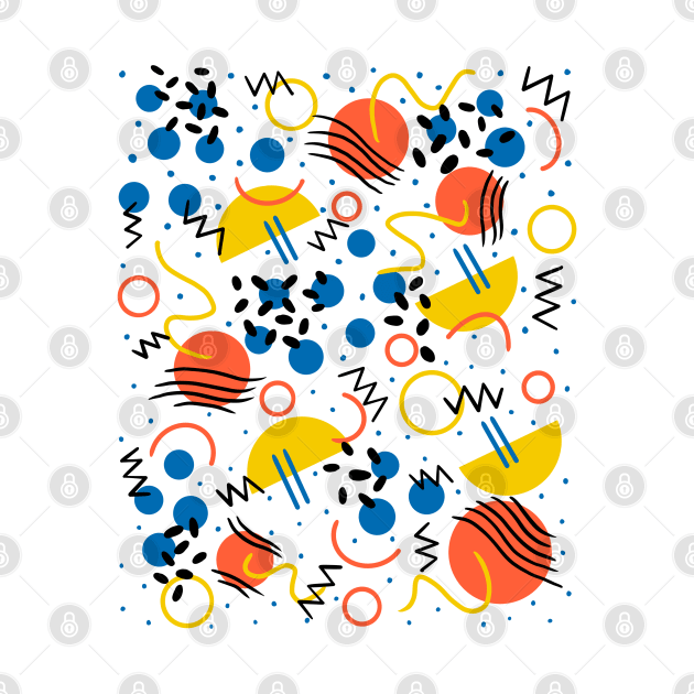 80s Retro Style Memphis Pattern Overlaid on top of a White Background by LittleFlairTee