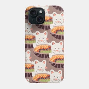 Cat with Acai Berry Smoothie Superfood Bowl - Cat Patterns Phone Case