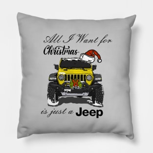 Christmas Jeep Yellow Pillow