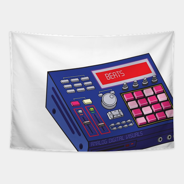 Beat Maker (Royal Night + Crimson Colorway) Analog / Music Tapestry by Analog Digital Visuals