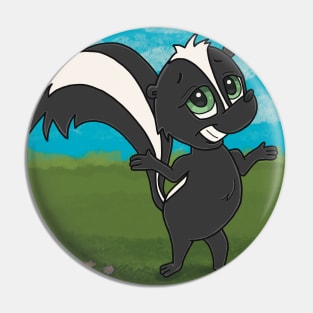 Skunk on grass Pin