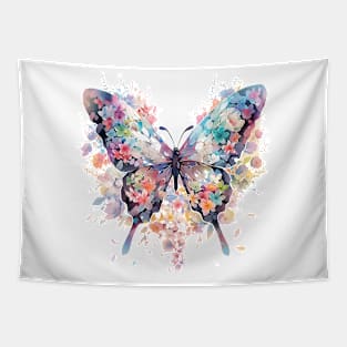 Floral Symphony: Vibrant Watercolor Butterfly in Detailed and Symbolic Illustration Tapestry