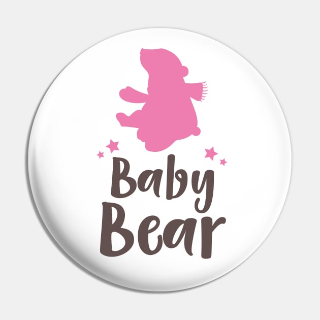 Baby Bear, Bear Cub, Cute Bear, Little Bear - Pink Pin by Jelena Dunčević