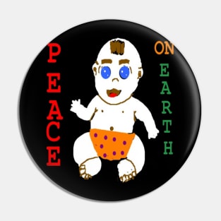 Baby Peace on Earth on Black Background Pin