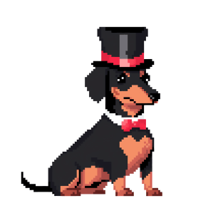 8 Bit Dachshund with Hat T-Shirt