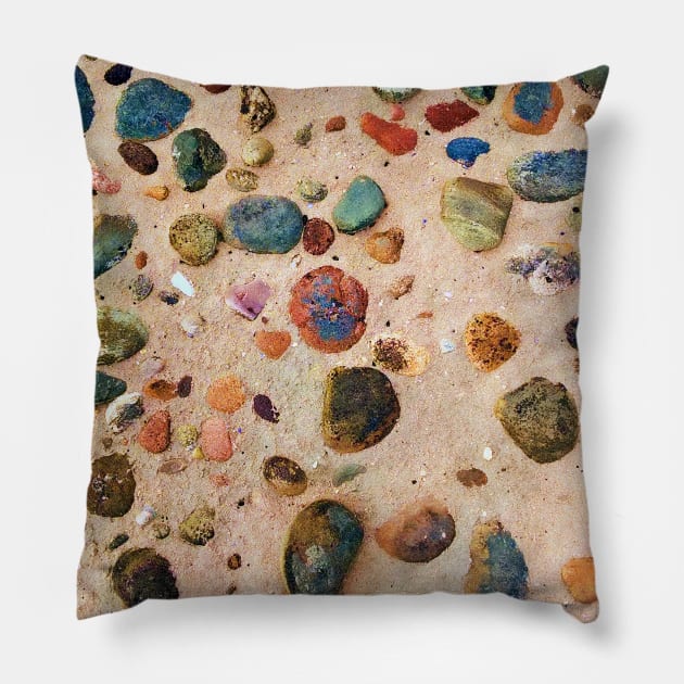 Beach Stones Abstract 7 Pillow by dhphotography