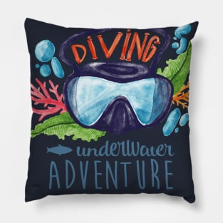 Diving underwater t-shirt | scuba diver desgin Pillow