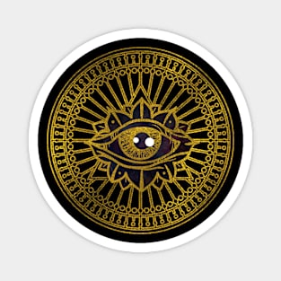 All Seeing Mystic Eye Gold on Nebula Sky Magnet