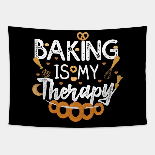 Baking Is My Therapy Shirt Delicious Cupcake Baker T-Shirt Tapestry by mommyshirts