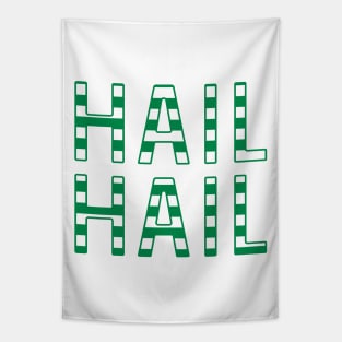 Hail Hail, Glasgow Celtic Football Club Green and White Striped Text Design Tapestry