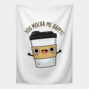 You Mocha Me Happy Cute Coffe Pun Tapestry