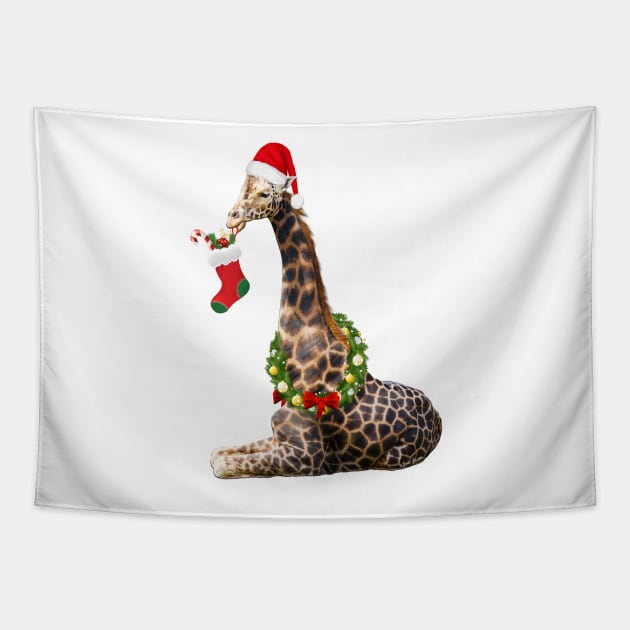 Christmas  Giraffe Tapestry by IconicTee