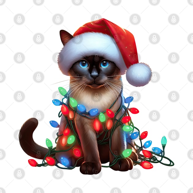 Christmas Siamese Cat by Chromatic Fusion Studio