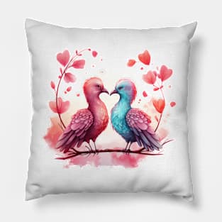 Valentine Kissing Turkey Bird Couple Pillow