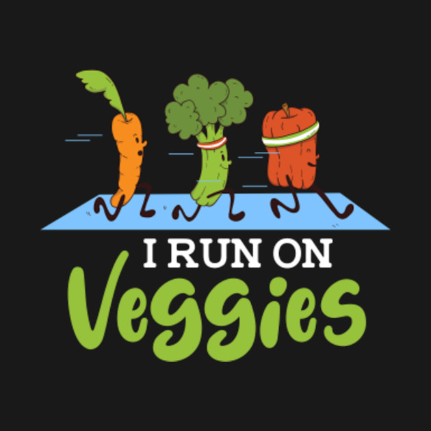 I Run On Veggies - Vegan Athlete Marathon Runner - T-Shirt