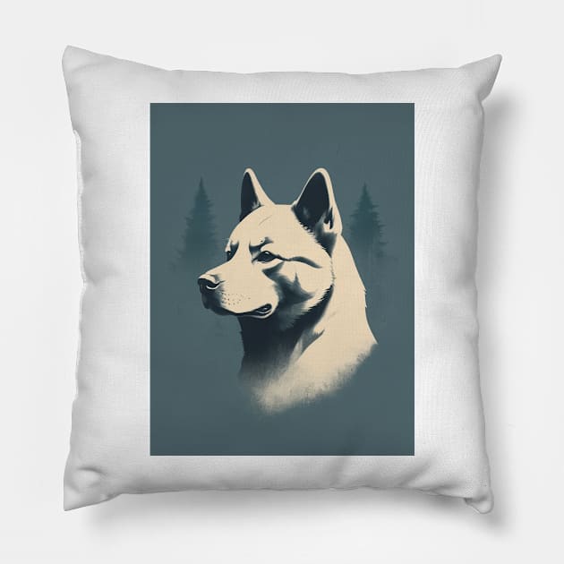 Akita Dog 1 - Japanese Retro Style Pillow by nextpensive