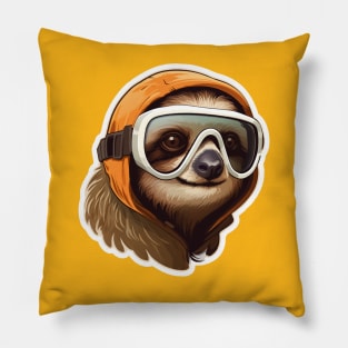 Sloth Wearing Ski Goggles Pillow