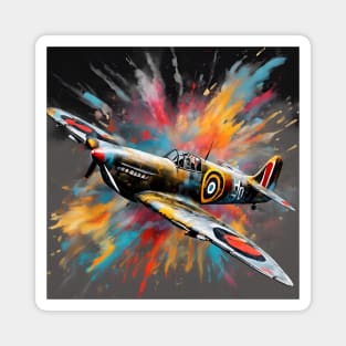 Spitfire Fighter Aircraft WWII Ink Explosion Magnet