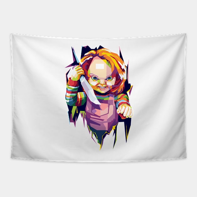 Chucky Doll Pop Art Tapestry by wpapkoo