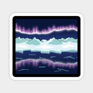 Aurora over snowy mountain Magnet