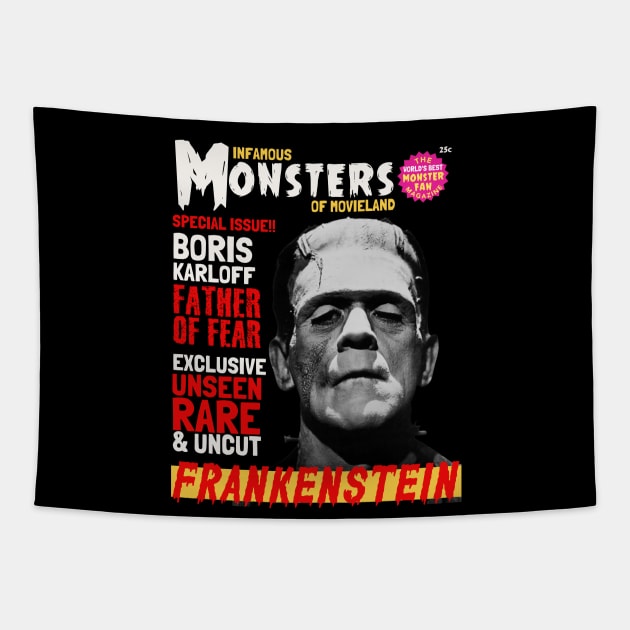 Vintage Pulp horror Frankenstein Horror Magazine Tapestry by Teessential